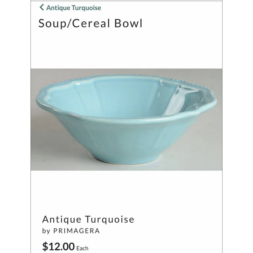 PRIMAGERA Soup Bowl TURQUOISE SCALLOP 7 1/2”